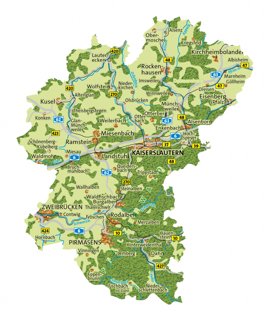 Landkarte der Westpfalz