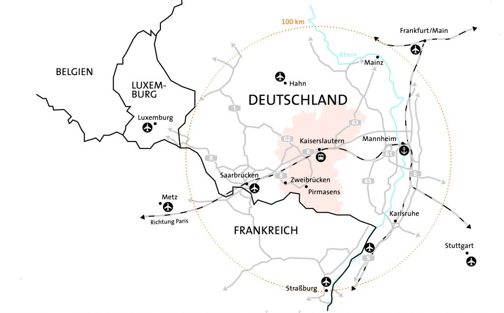 Lage der Westpfalz im Südwesten Deutschlands